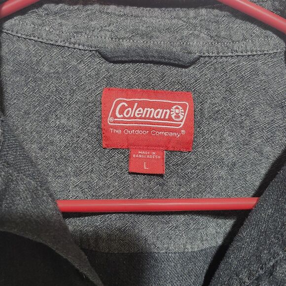 Coleman Mens Dark Gray Black Long Sleeve Button Down Shirt Size L Cotton Blend - Picture 6 of 10